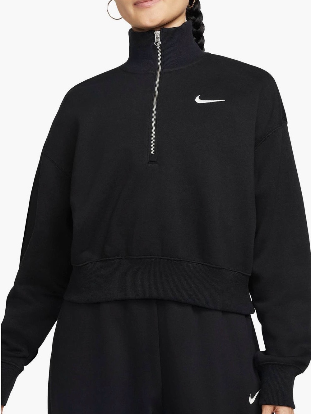 Nike Black Half-Zip Cropped Sweatshirt